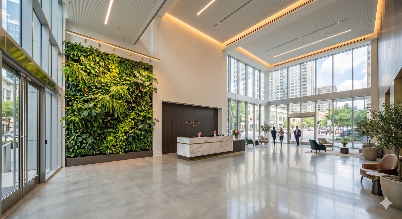 Living green-wall lobby interior
