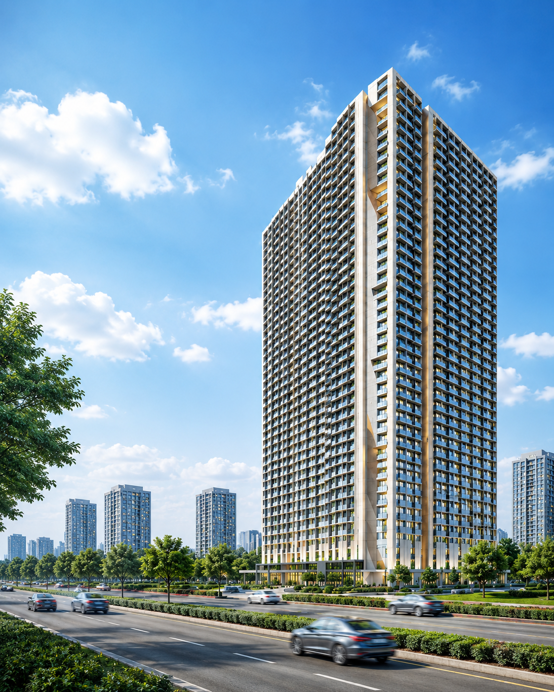 Mahim Residential tower in daylight